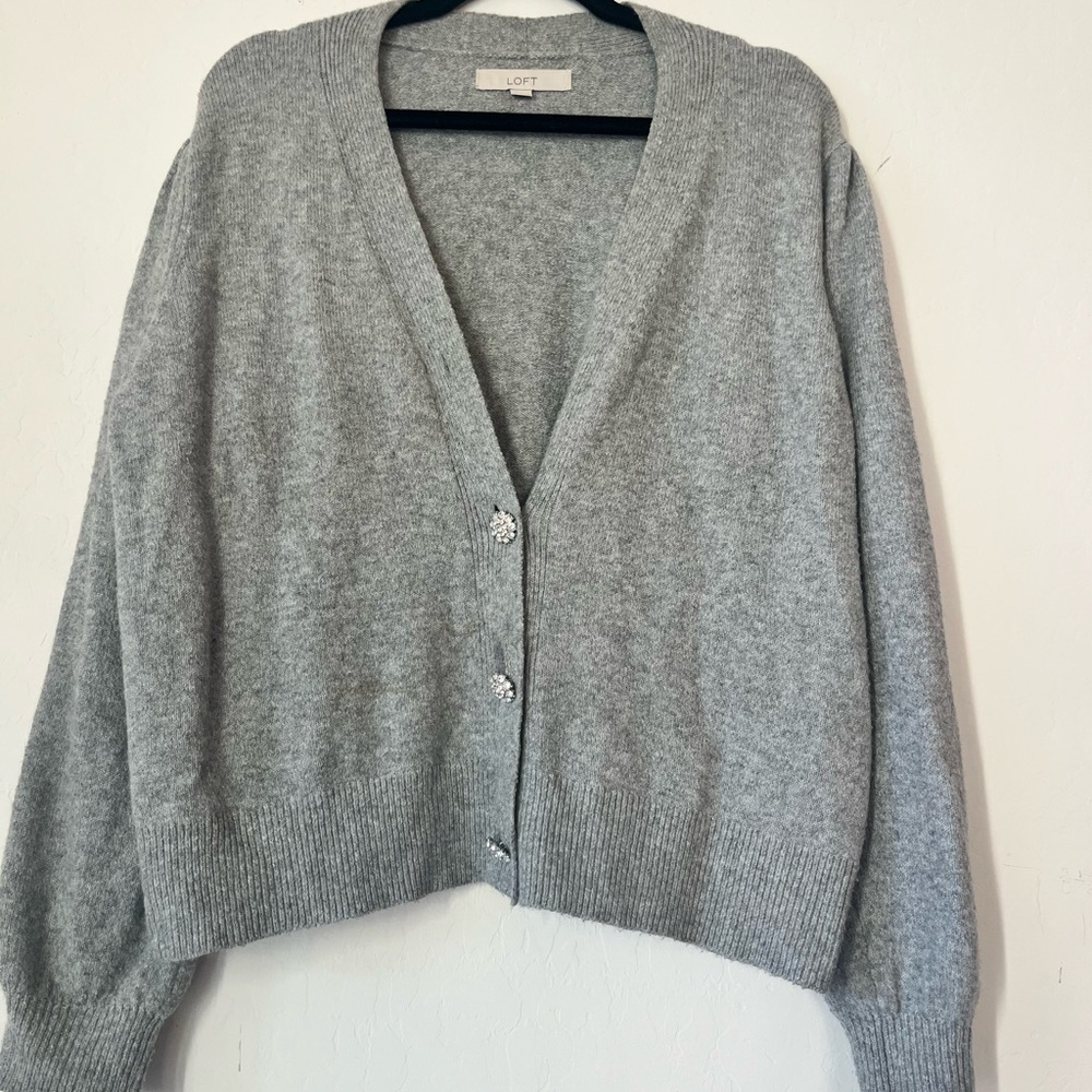 LOFT Heather Gray Cardigan Sweater